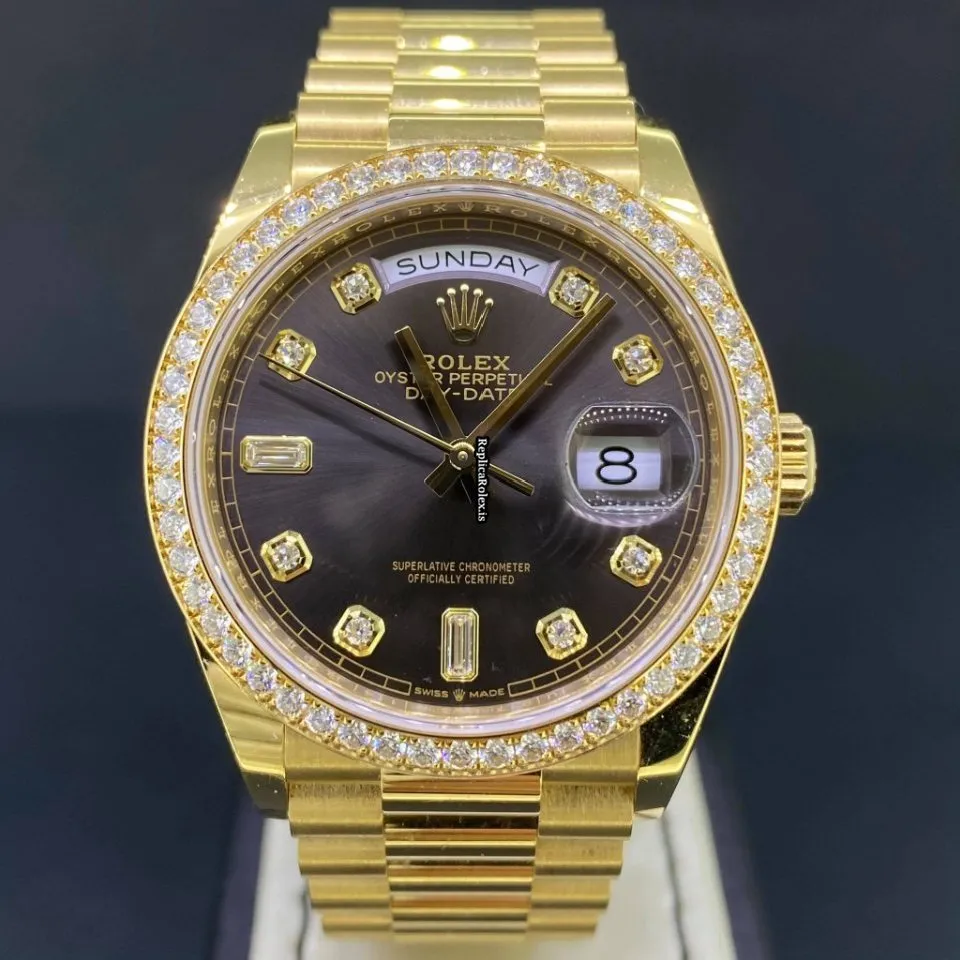 Superb Fake Rolex Day-date 36 128348rbr Caliber 3255 Automatic Movement 36x43mm Yellow Gold Case Mens/unisex Watch - Image 2