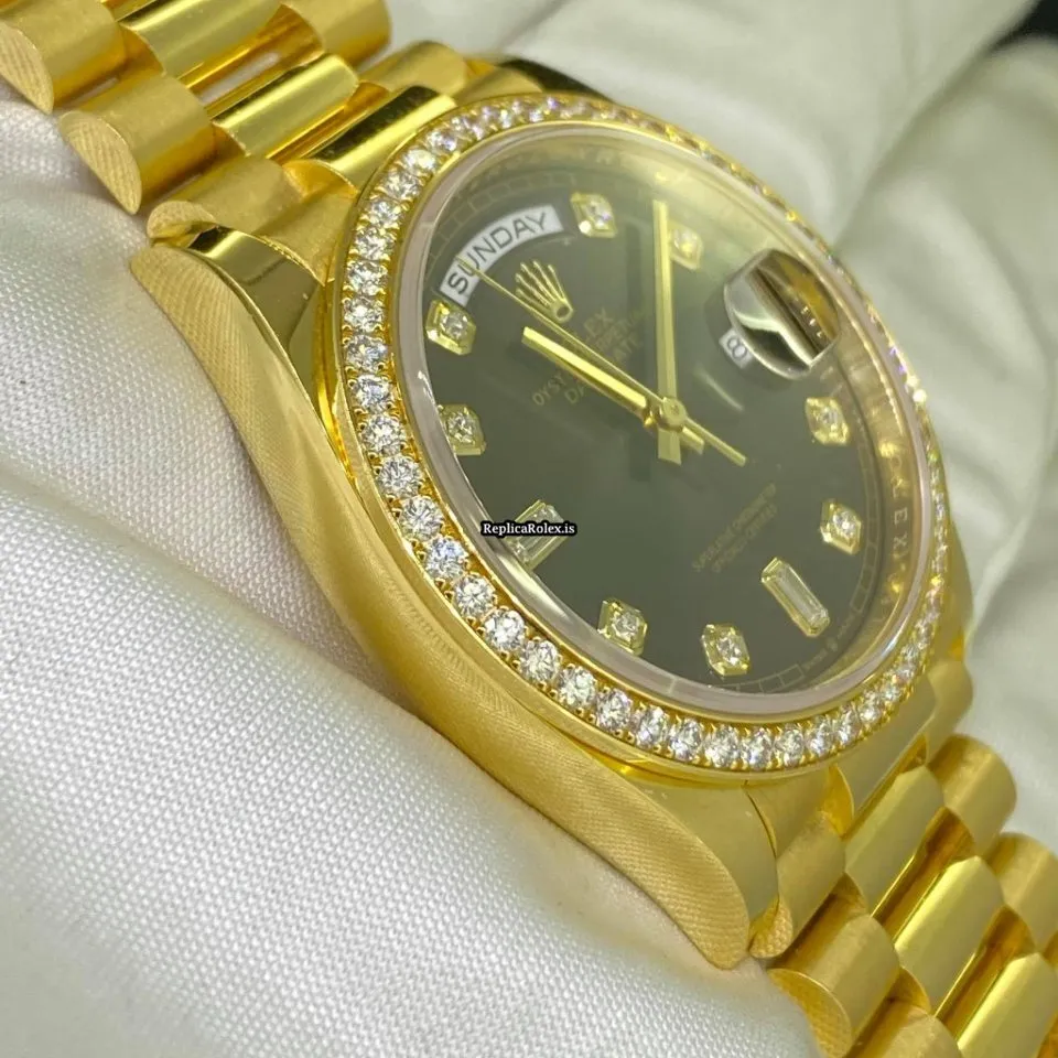 Superb Fake Rolex Day-date 36 128348rbr Caliber 3255 Automatic Movement 36x43mm Yellow Gold Case Mens/unisex Watch - Image 4