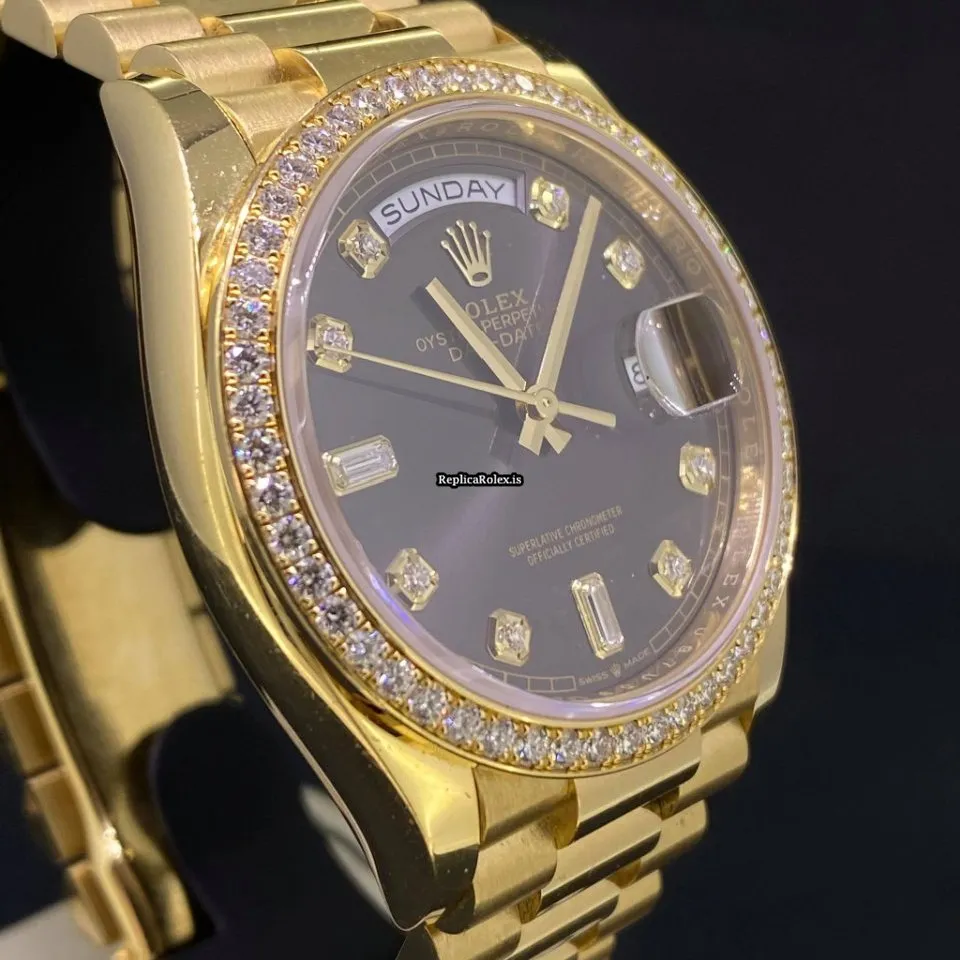 Superb Fake Rolex Day-date 36 128348rbr Caliber 3255 Automatic Movement 36x43mm Yellow Gold Case Mens/unisex Watch - Image 6