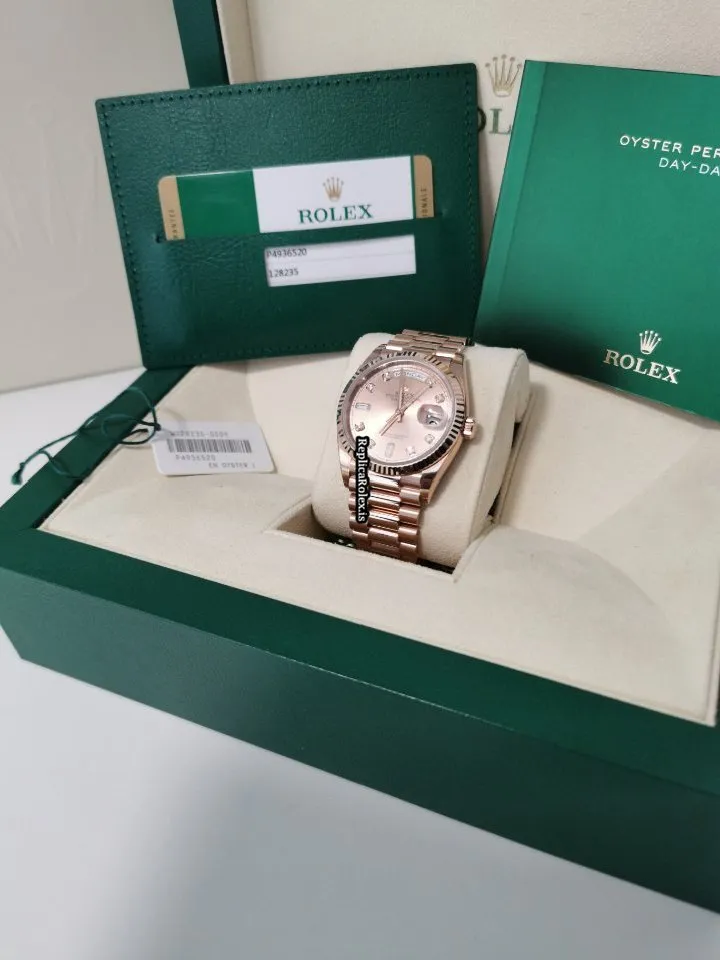Nice Imitation Rolex Day-date 36 128235 Caliber 3255 Automatic Movement 36mm Rose Gold Case Mens/unisex Watch - Image 2