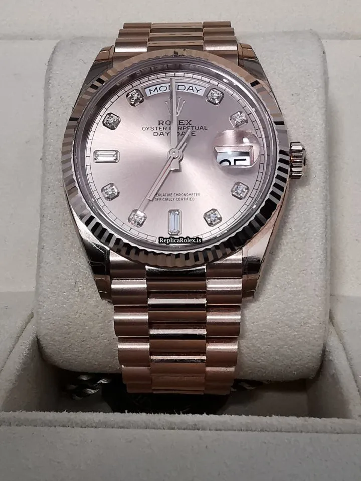 Nice Imitation Rolex Day-date 36 128235 Caliber 3255 Automatic Movement 36mm Rose Gold Case Mens/unisex Watch - Image 3