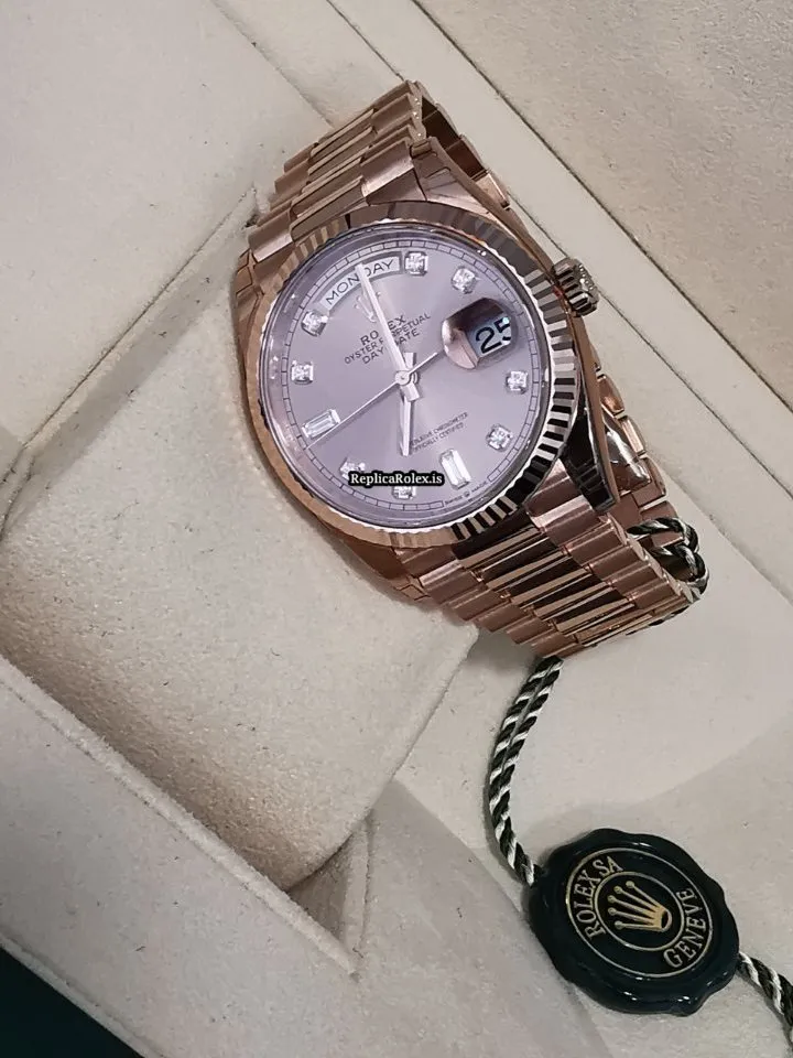 Nice Imitation Rolex Day-date 36 128235 Caliber 3255 Automatic Movement 36mm Rose Gold Case Mens/unisex Watch - Image 4