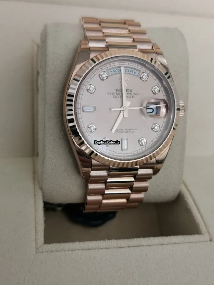 Nice Imitation Rolex Day-date 36 128235 Caliber 3255 Automatic Movement 36mm Rose Gold Case Mens/unisex Watch - Image 5