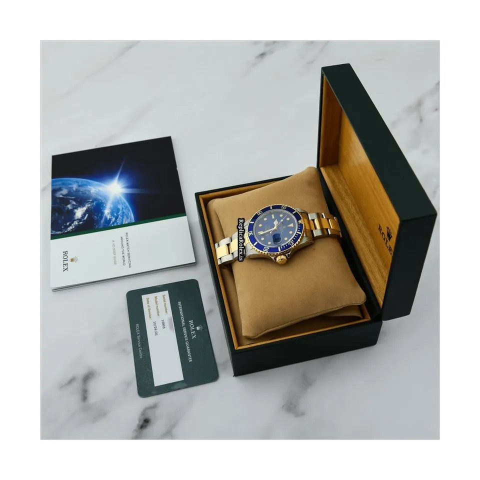 Epic Replica Rolex Submariner Date 16803 Caliber 3035 Automatic Movement 40mm Gold/steel Case Mens/unisex Watch - Image 7