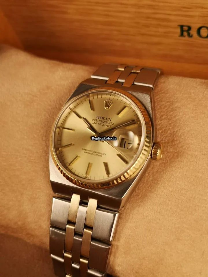 Affordable Replica Rolex Datejust Oysterquartz 17013 Caliber 5035 Quartz Movement 36x42mm Gold/steel Case Mens/unisex Watch - Image 4