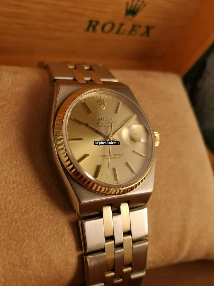 Affordable Replica Rolex Datejust Oysterquartz 17013 Caliber 5035 Quartz Movement 36x42mm Gold/steel Case Mens/unisex Watch - Image 7