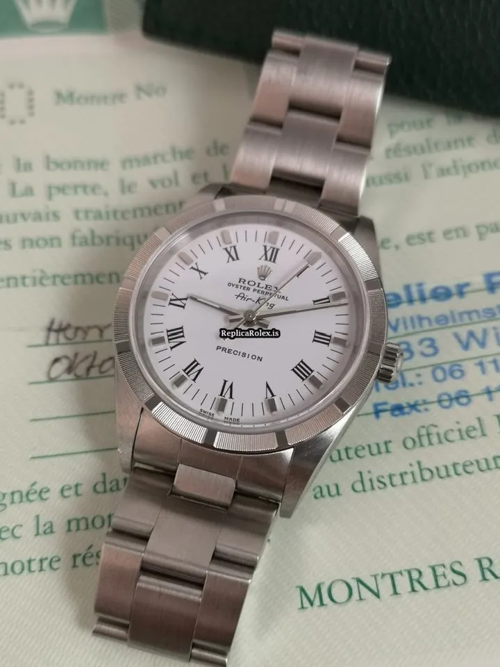 Incredible Replica Rolex Air King Precision 14010m Caliber 3130 Automatic Movement 34x42mm Steel Case Mens/unisex Watch - Image 6