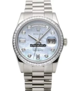 Cheap Imitation Rolex Day-date 118399br Caliber 3155 Automatic Movement 36mm White Gold Case Watch