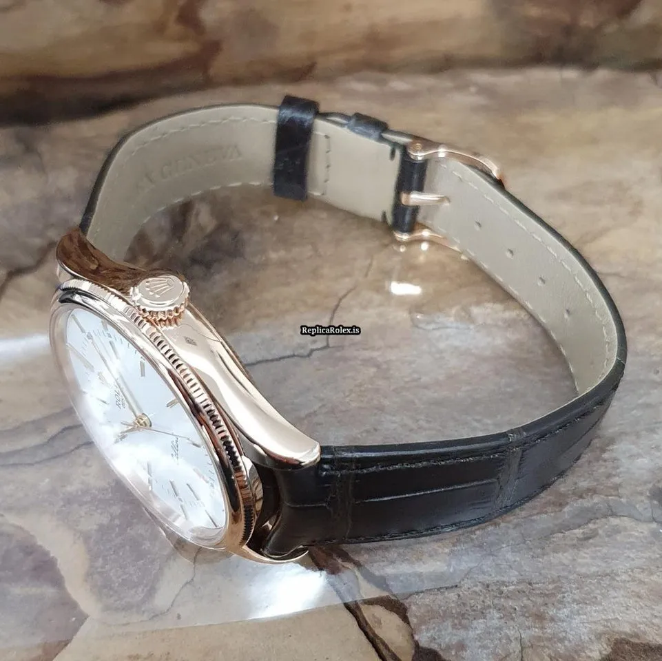 Swiss Replica Rolex Cellini Time 50505 Automatic Movement 39mm Rose Gold Case Watch - Image 2