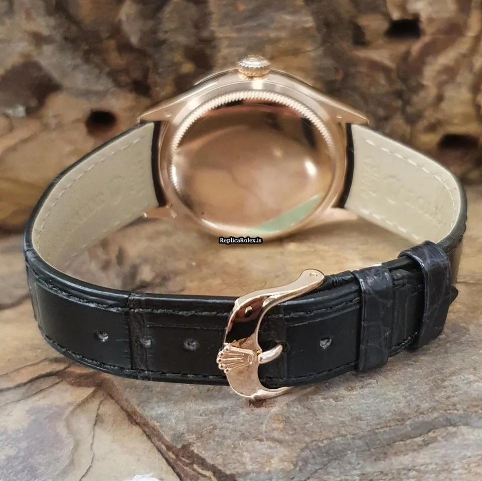 Swiss Replica Rolex Cellini Time 50505 Automatic Movement 39mm Rose Gold Case Watch - Image 4