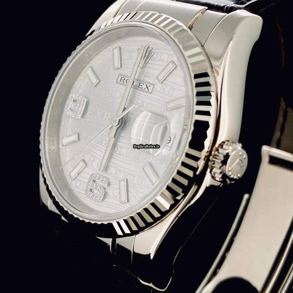Fantastic Fake Rolex Datejust 116139 Caliber 3135 Automatic Movement 36mm White Gold Case Mens/unisex Watch - Image 4