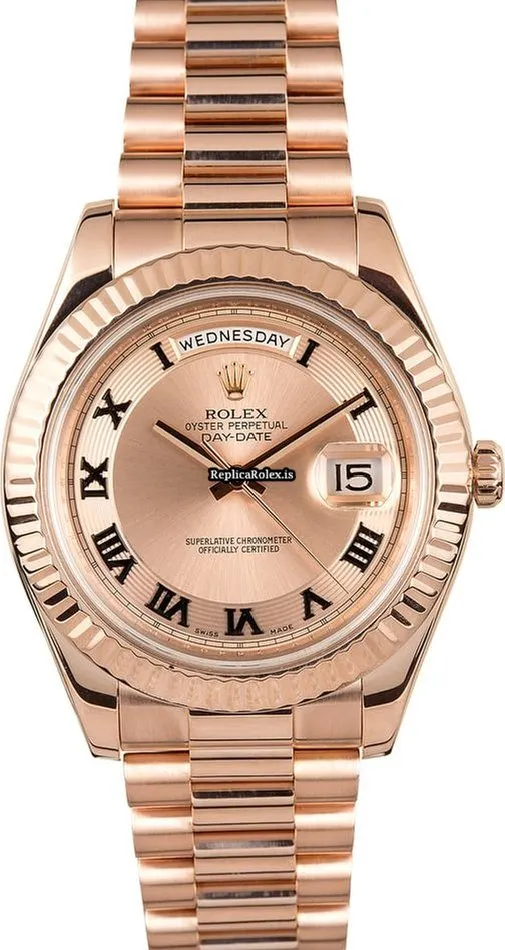 Stylish Fake Rolex Day-date II 218235 Caliber 3156 Automatic Movement 41x49mm Rose Gold Case Mens/unisex Watch