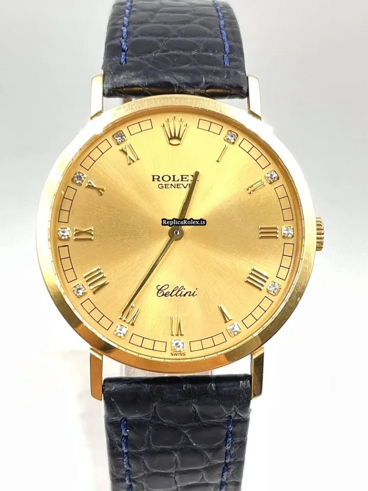 Perfect Fake Rolex Cellini 4112 Caliber 1601 Manual Winding Movement 32mm Yellow Gold Case Mens/unisex Watch