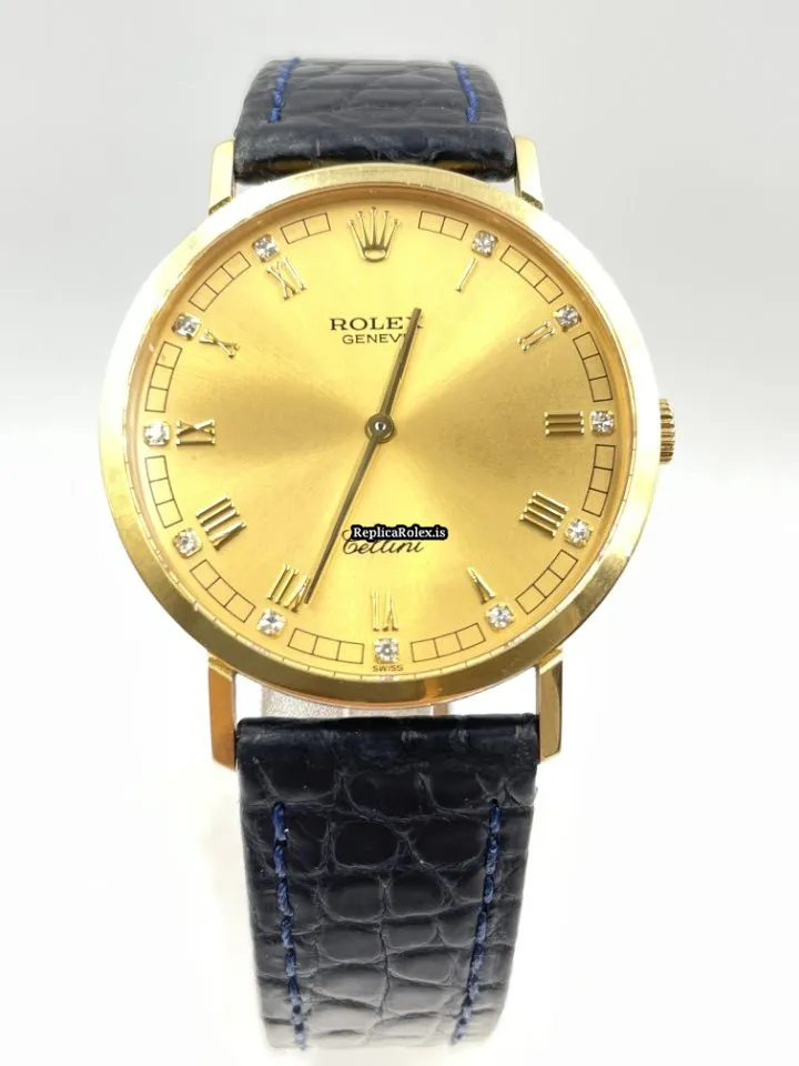 Perfect Fake Rolex Cellini 4112 Caliber 1601 Manual Winding Movement 32mm Yellow Gold Case Mens/unisex Watch - Image 2