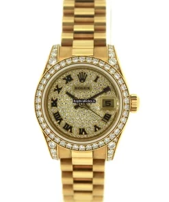 1:1 Fake Rolex Lady-datejust 179158 Automatic Movement 26mm Yellow Gold Case Womens Watch