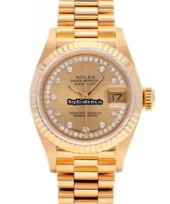 Popular Clone Rolex Lady-datejust 69178lb Automatic Movement 26mm Yellow Gold Case Womens Watch