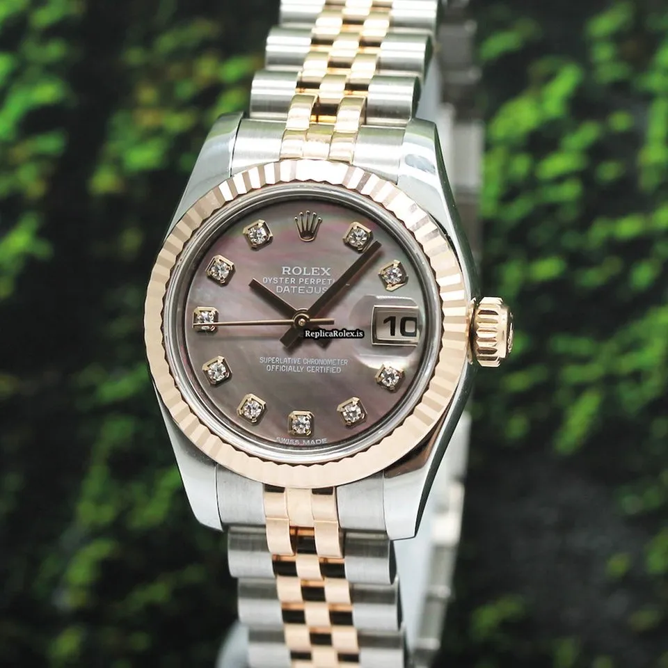 Suitable Replica Rolex Lady-datejust 179171 Caliber 2235 Automatic Movement 26mm Gold/steel Case Womens Watch - Image 9