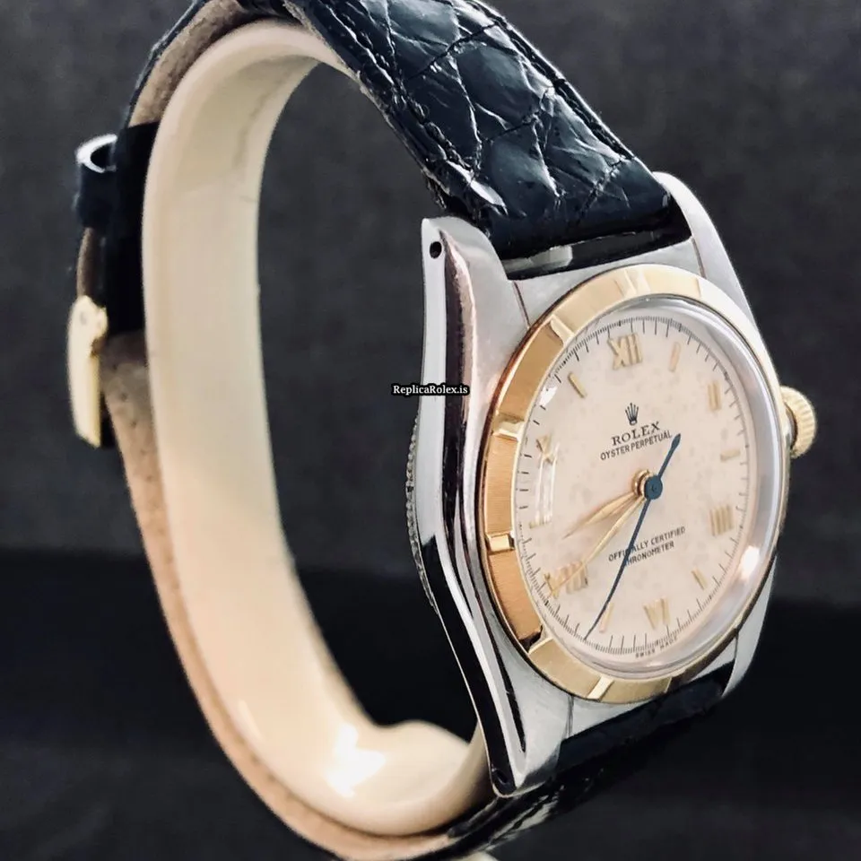 Pleasing Knockoff Rolex Bubble Back 5011 Automatic Movement 32mm Gold/steel Case Mens/unisex Watch - Image 3