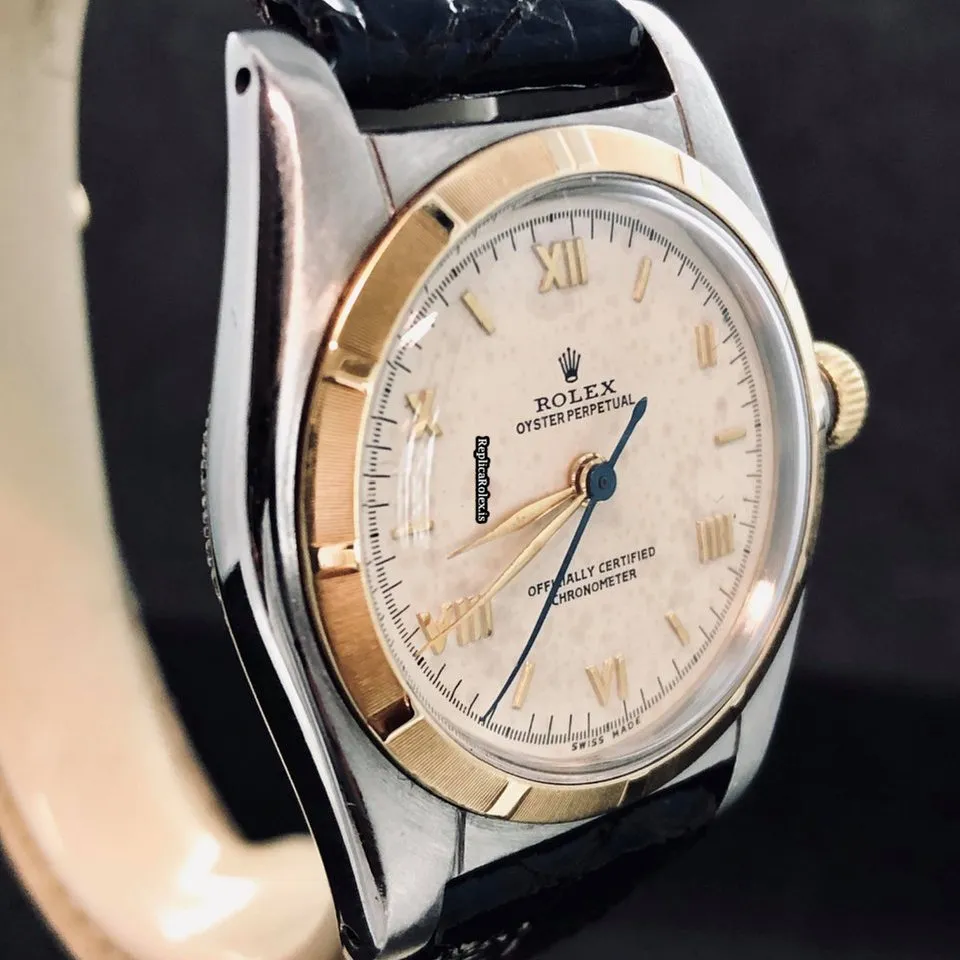 Pleasing Knockoff Rolex Bubble Back 5011 Automatic Movement 32mm Gold/steel Case Mens/unisex Watch - Image 4