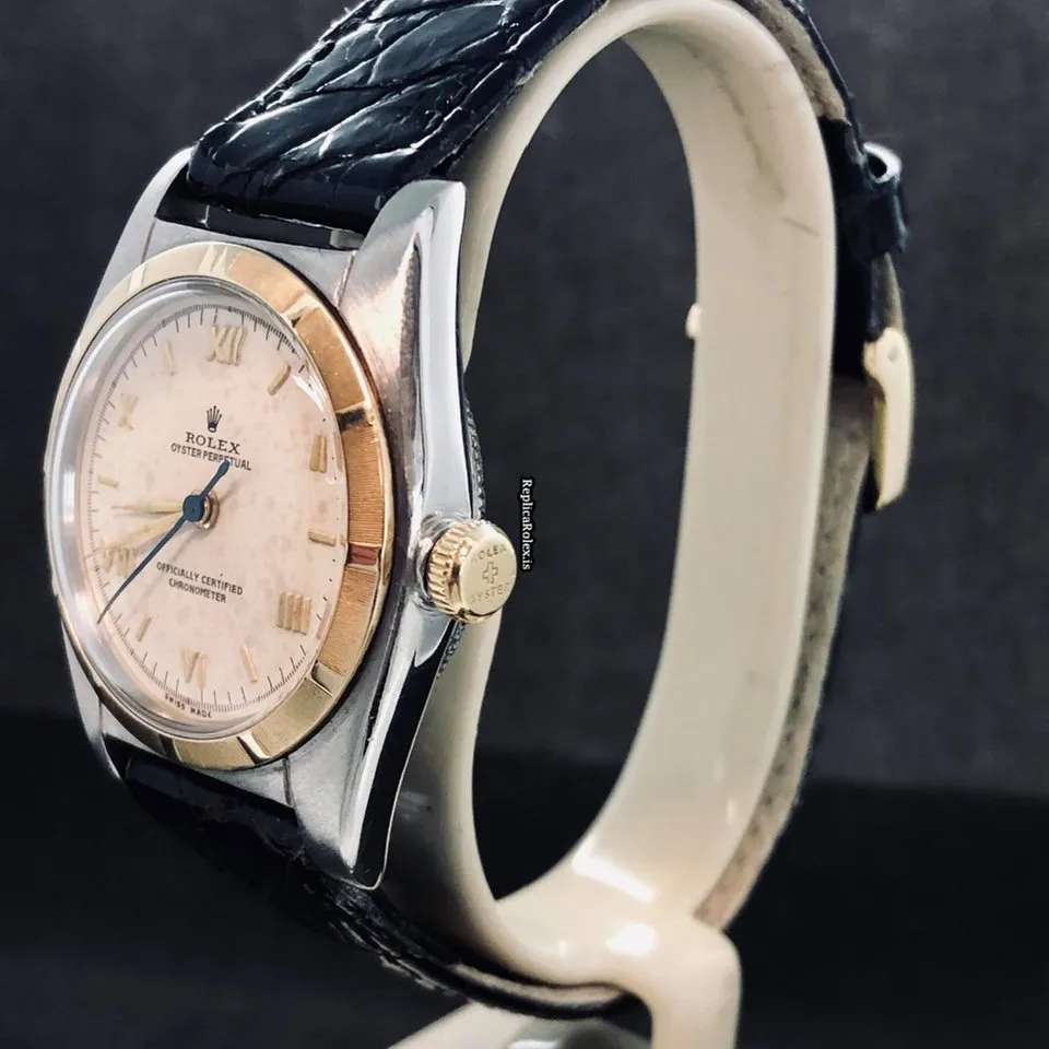 Pleasing Knockoff Rolex Bubble Back 5011 Automatic Movement 32mm Gold/steel Case Mens/unisex Watch - Image 5