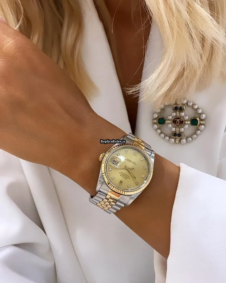 Great Replica Rolex Datejust 16233 Caliber 3135 Automatic Movement 36mm Gold/steel Case Mens/unisex Watch - Image 7