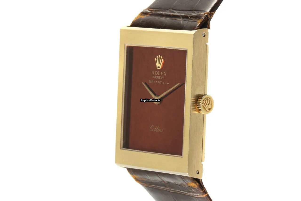 Fantastic Clone Rolex Cellini 4014 Caliber 1600 Manual Winding Movement 28.5x22.5mm Yellow Gold Case Mens/unisex Watch - Image 5