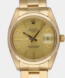 Defect Replica Rolex Oyster Perpetual Date 1500 Caliber 1570 Automatic Movement 34mm Yellow Gold Case Mens/unisex Watch