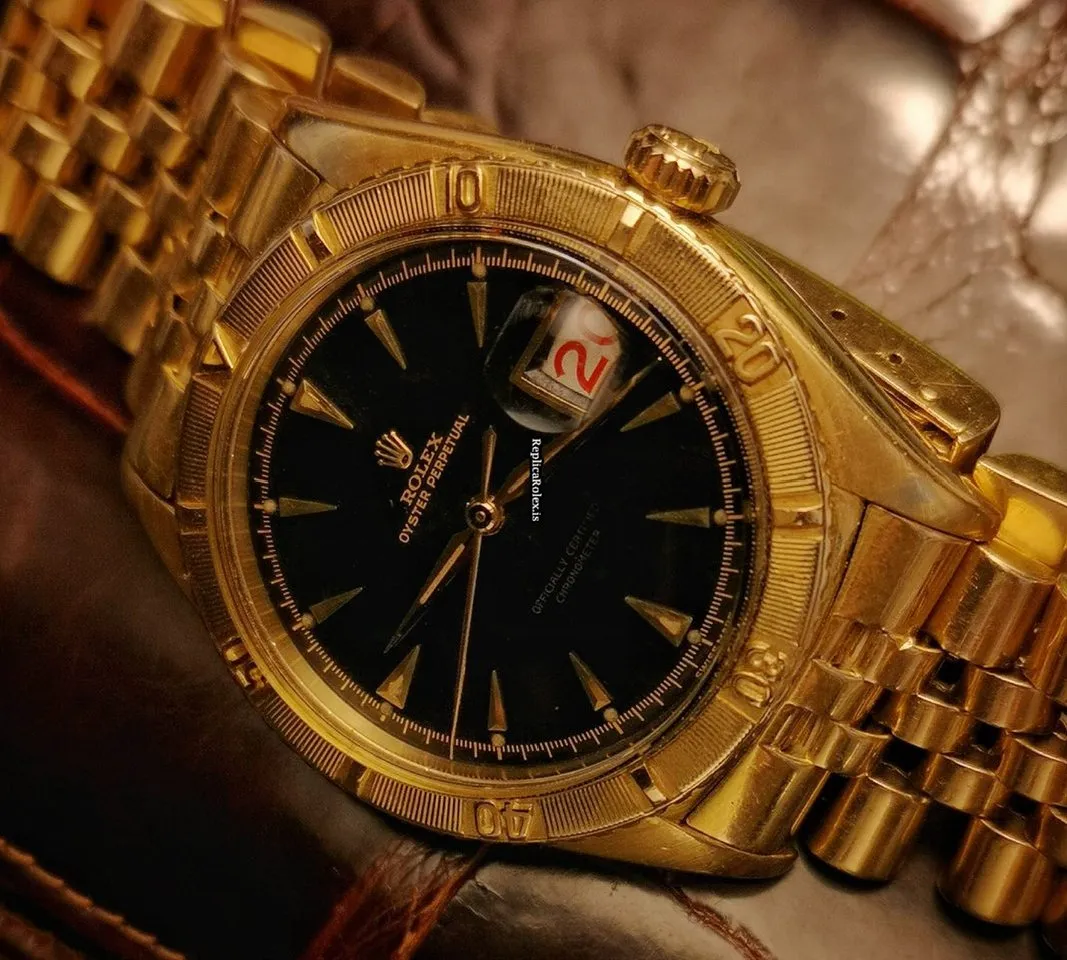 Design Replica Rolex Datejust Turn-o-graph 6309 Automatic Movement Yellow Gold Case Watch - Image 2