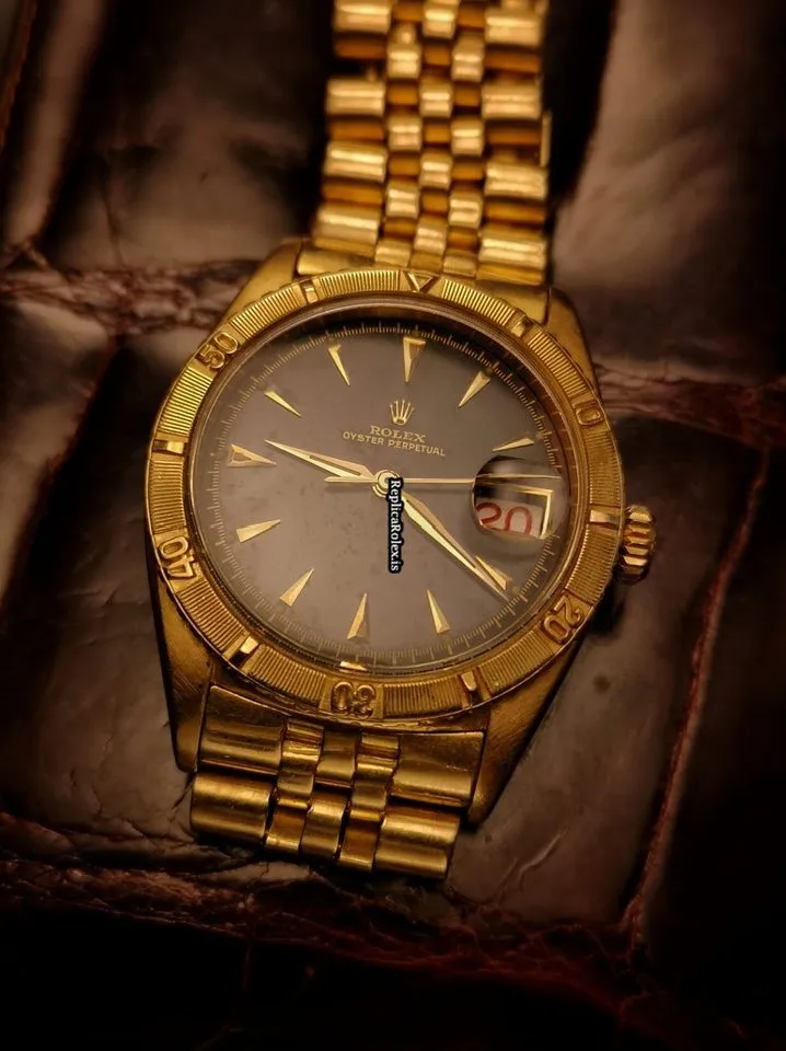 Design Replica Rolex Datejust Turn-o-graph 6309 Automatic Movement Yellow Gold Case Watch - Image 4