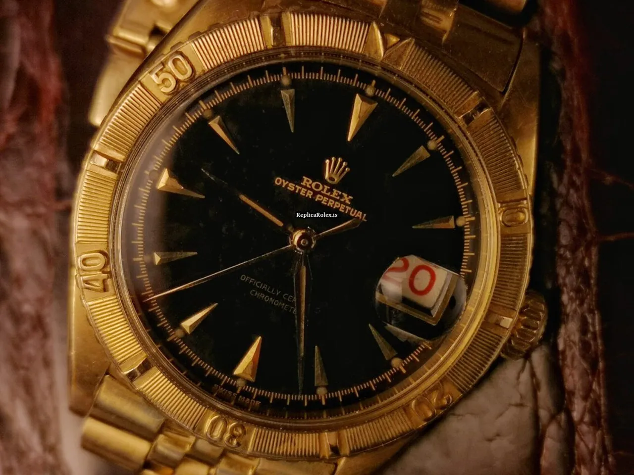 Design Replica Rolex Datejust Turn-o-graph 6309 Automatic Movement Yellow Gold Case Watch - Image 5