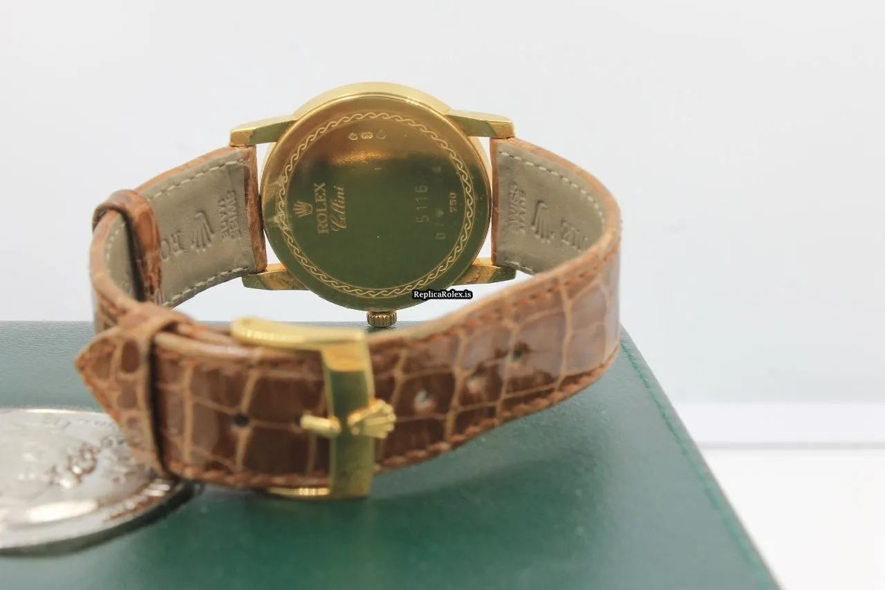 Reliable Replica Rolex Cellini 5116 Caliber 1602 Manual Winding Movement 32mm Yellow Gold Case Mens/unisex Watch - Image 8