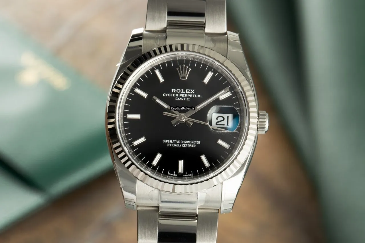 1:1 Replica Rolex Oyster Perpetual Date 115234 Caliber 3135 Automatic Movement 34mm Gold/steel Case Mens/unisex Watch