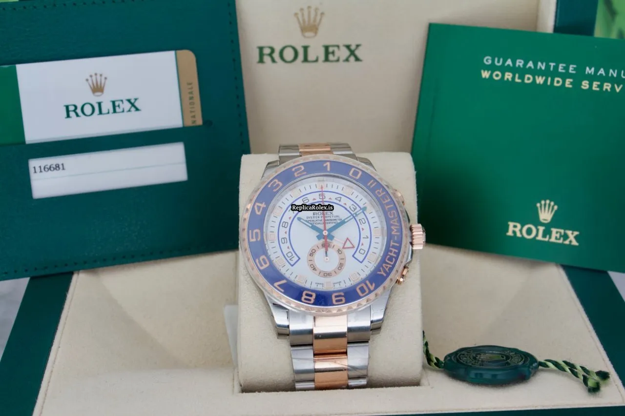 Fantastic Fake Rolex Yacht-master II 116681 Caliber 4161 Automatic Movement 44mm Gold/steel Case Mens/unisex Watch - Image 2
