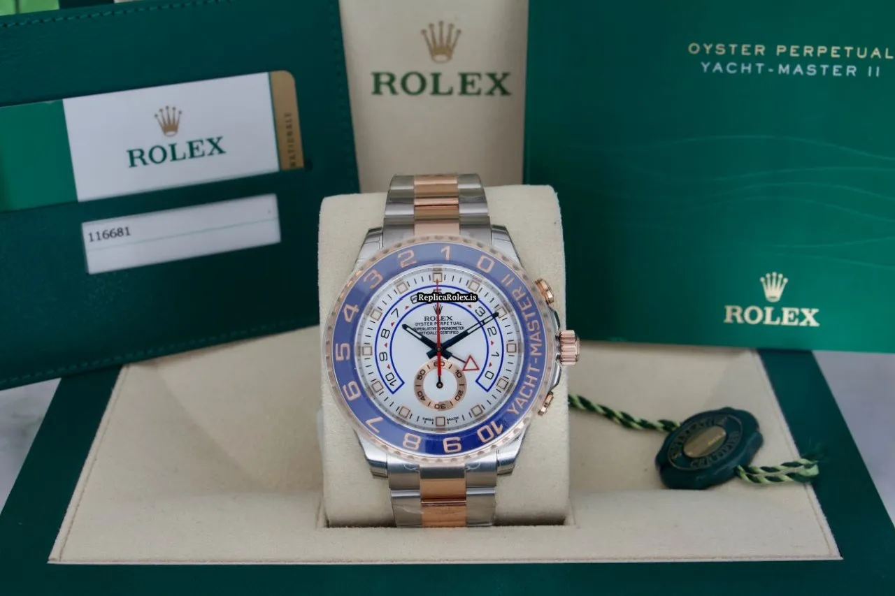 Fantastic Fake Rolex Yacht-master II 116681 Caliber 4161 Automatic Movement 44mm Gold/steel Case Mens/unisex Watch - Image 5