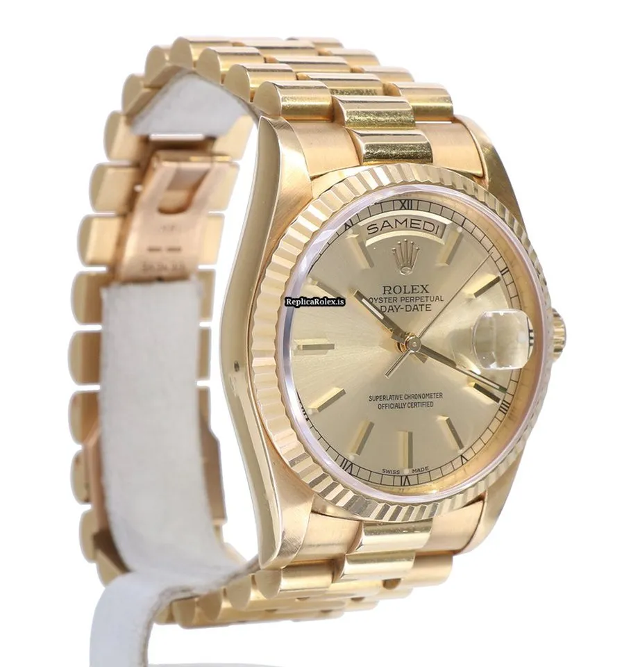 Unique Fake Rolex Day-date 36 18238 Caliber 3155 Automatic Movement 36mm Yellow Gold Case Mens/unisex Watch - Image 6