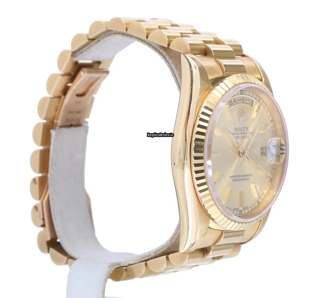 Unique Fake Rolex Day-date 36 18238 Caliber 3155 Automatic Movement 36mm Yellow Gold Case Mens/unisex Watch - Image 7