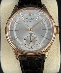 Fine Replica Rolex Cellini Dual Time 50525 Caliber 3180 Automatic Movement 39mm Rose Gold Case Mens/unisex Watch