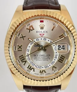 Appealing Fakes Rolex Sky-dweller 326138 Caliber 9001 Automatic Movement 42mm Yellow Gold Case Mens/unisex Watch