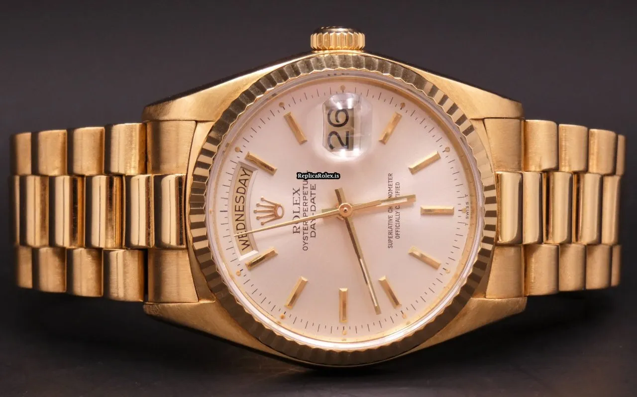 Wholesale Replica Rolex Day-date 36 18038 Caliber 3055 Automatic Movement 36mm Yellow Gold Case Mens/unisex Watch