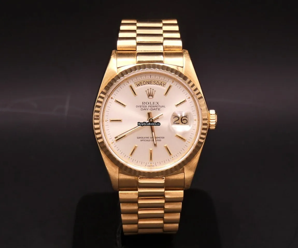 Wholesale Replica Rolex Day-date 36 18038 Caliber 3055 Automatic Movement 36mm Yellow Gold Case Mens/unisex Watch - Image 2