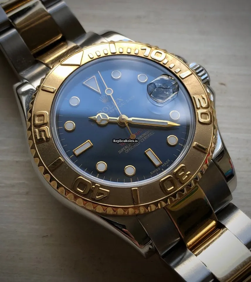 Beautiful Fake Rolex Yacht-master 168623 Caliber 2235 Automatic Movement 35mm Gold/steel Case Mens/unisex Watch - Image 12