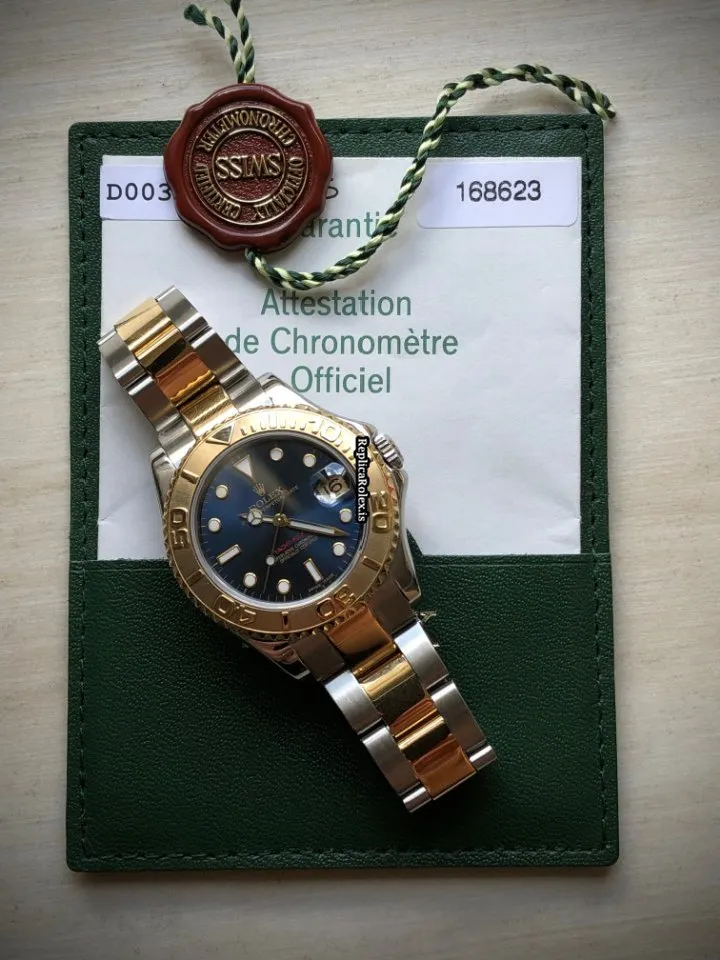 Beautiful Fake Rolex Yacht-master 168623 Caliber 2235 Automatic Movement 35mm Gold/steel Case Mens/unisex Watch - Image 13