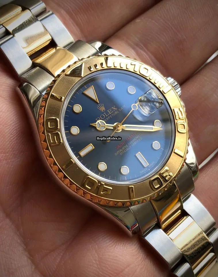 Beautiful Fake Rolex Yacht-master 168623 Caliber 2235 Automatic Movement 35mm Gold/steel Case Mens/unisex Watch - Image 9