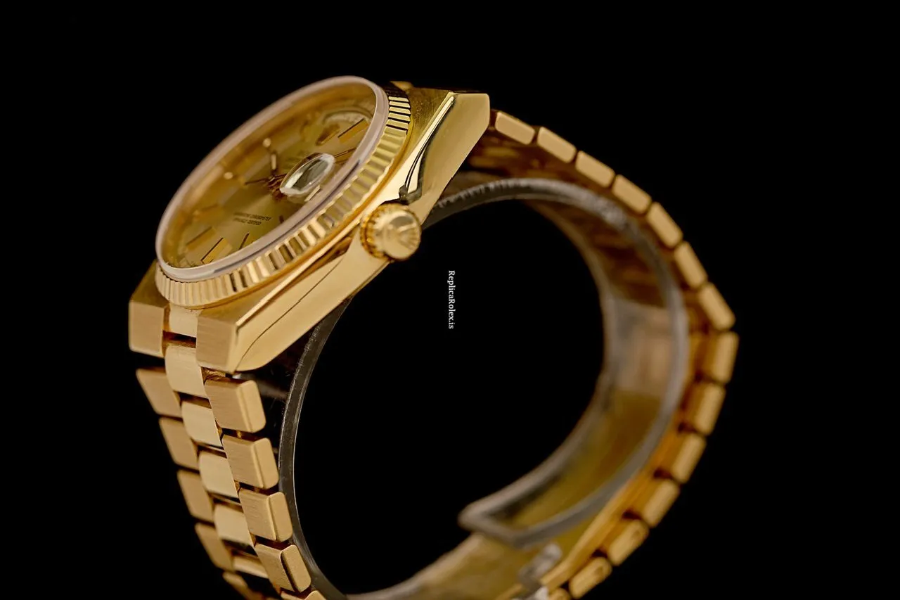 Good Replica Rolex Day-date Oysterquartz 19018 Caliber 5055 Quartz Movement 36mm Yellow Gold Case Mens/unisex Watch - Image 10