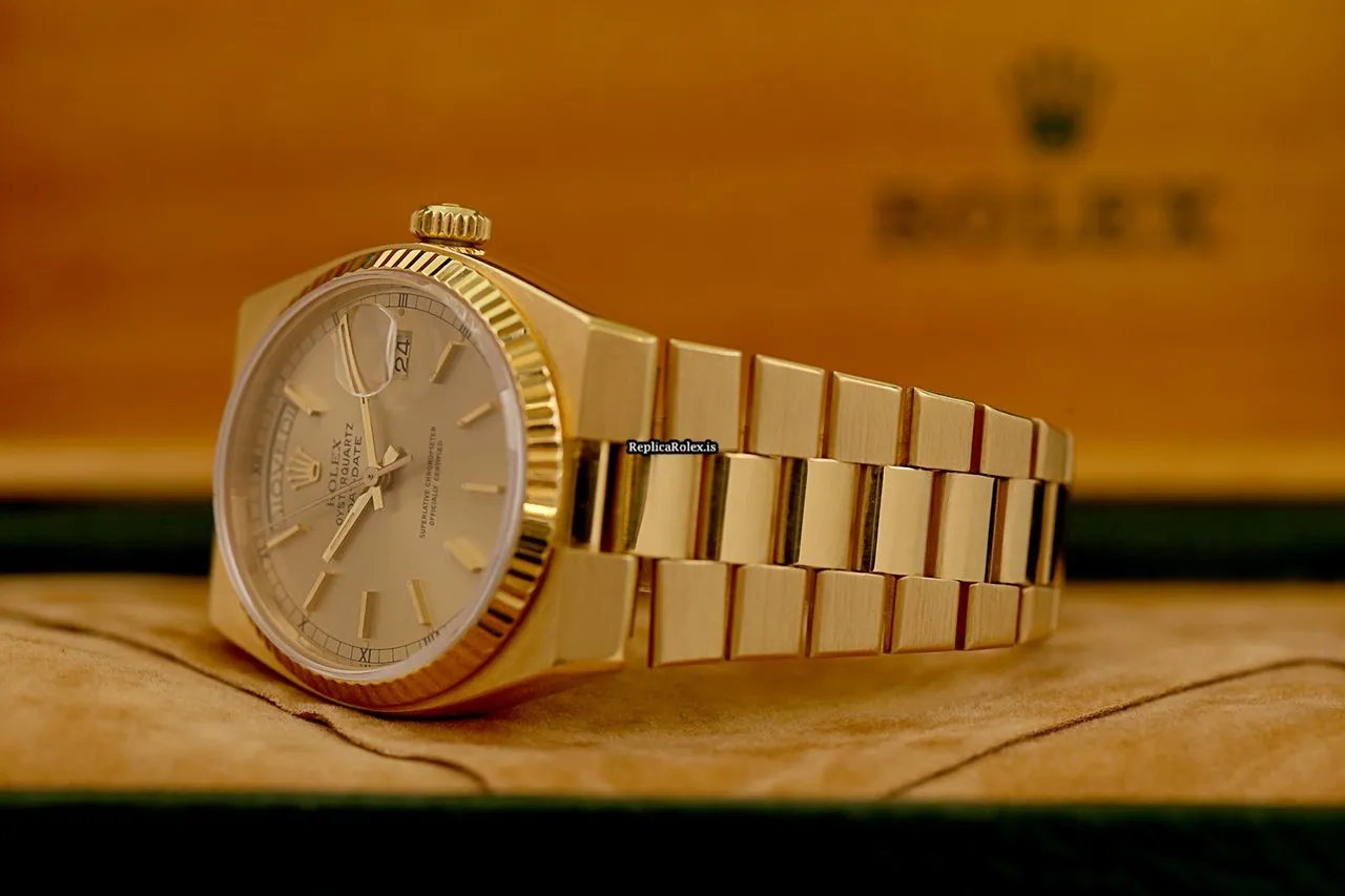 Good Replica Rolex Day-date Oysterquartz 19018 Caliber 5055 Quartz Movement 36mm Yellow Gold Case Mens/unisex Watch - Image 14
