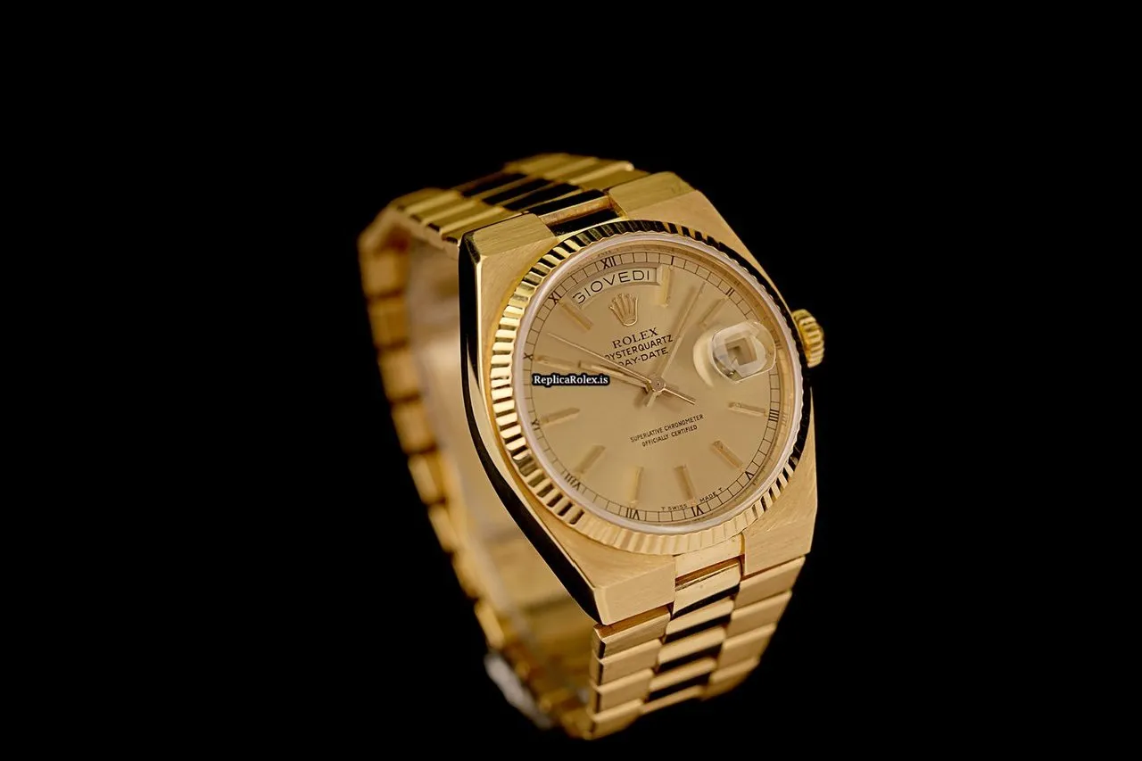 Good Replica Rolex Day-date Oysterquartz 19018 Caliber 5055 Quartz Movement 36mm Yellow Gold Case Mens/unisex Watch - Image 2