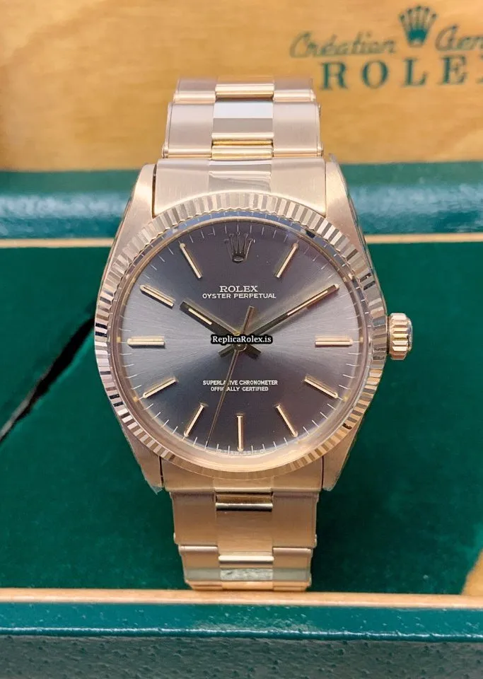 Well Made Fake Rolex Oyster Perpetual 34 1005 Caliber 1570 Automatic Movement 34mm Yellow Gold Case Mens/unisex Watch - Image 2