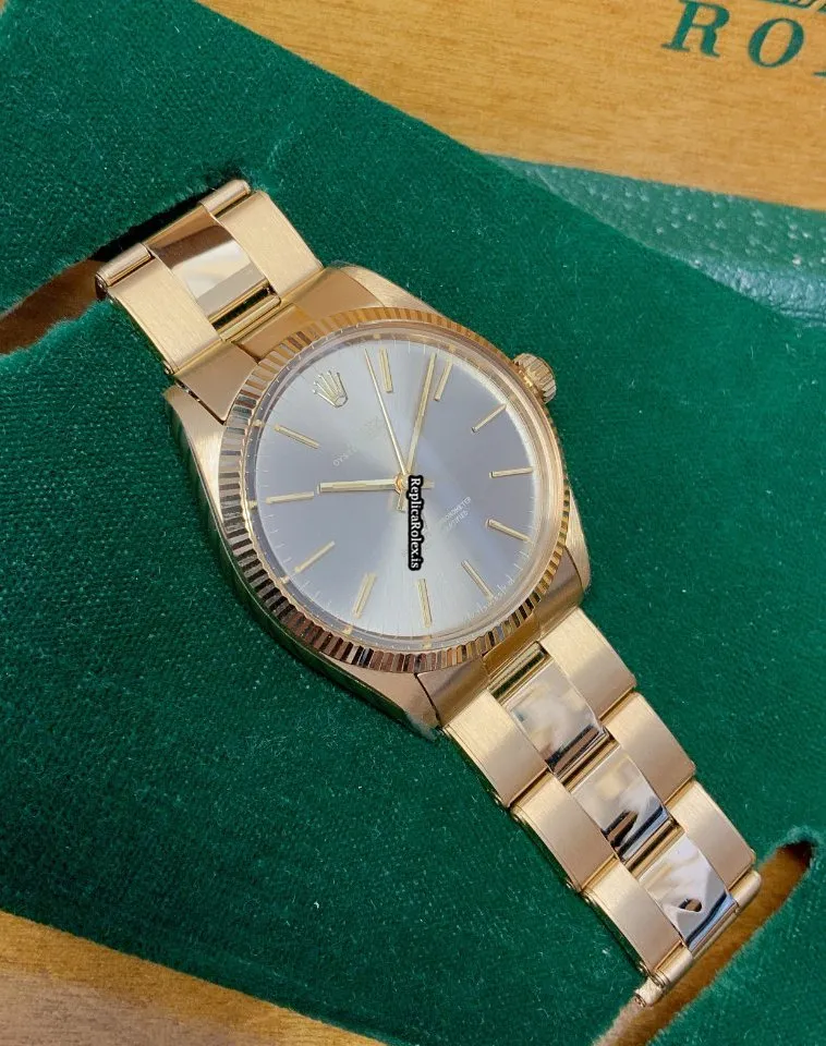 Well Made Fake Rolex Oyster Perpetual 34 1005 Caliber 1570 Automatic Movement 34mm Yellow Gold Case Mens/unisex Watch - Image 7