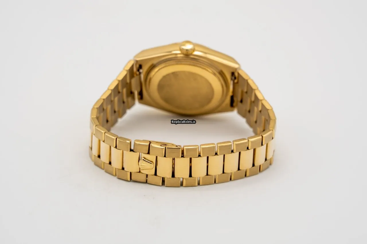 Quality Fake Rolex Day-date Oysterquartz 19018 Caliber 5055 Quartz Movement 36mm Yellow Gold Case Mens/unisex Watch - Image 9