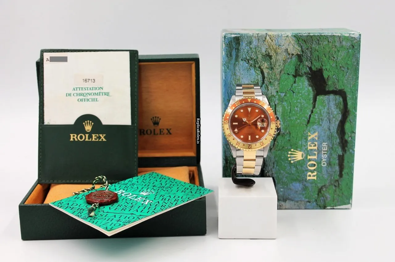 Neat Fake Rolex Gmt-master II 16713 Caliber 3185 Automatic Movement 40mm Gold/steel Case Mens/unisex Watch - Image 7